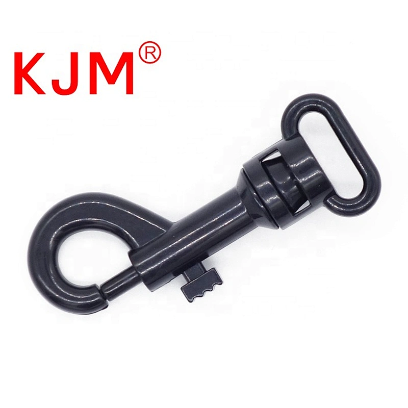 KJM OEM 15mm Black Small Plastic P Shape Swivel Snap Hook for Handbag or Key Chair