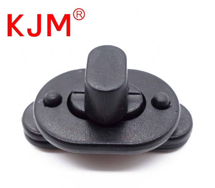 KJM Customized Black POM plastic strap belt turn lock buckle for backpack/handbag