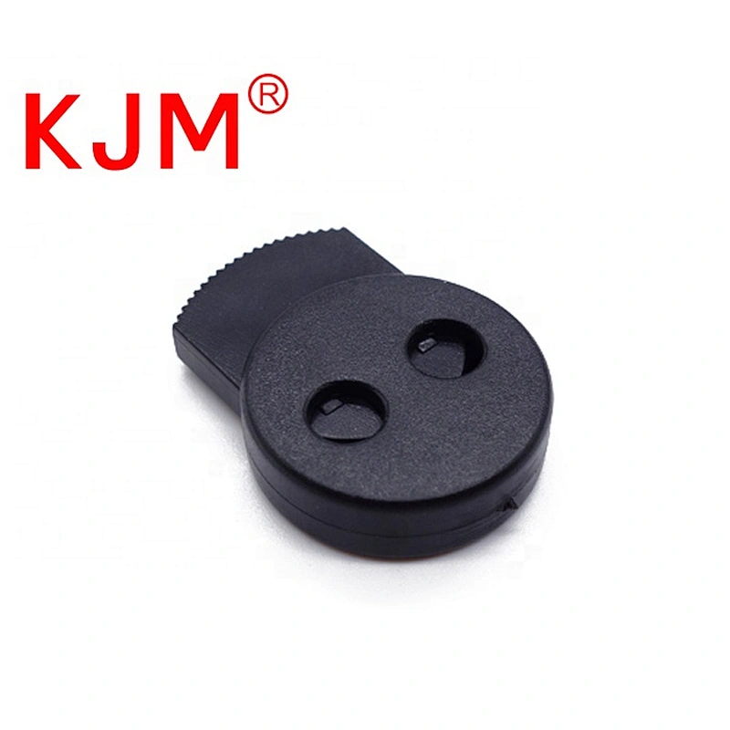 KJM plastic drawstring cord end round flat cord lock for backpack
