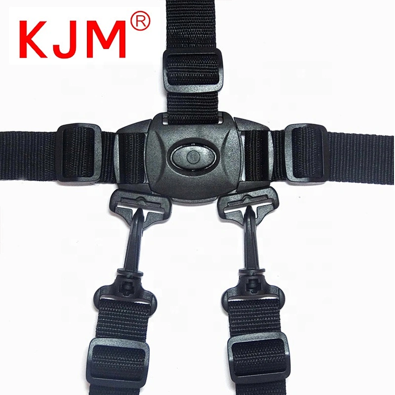 KJM Factory OEM 5 Point Safety Belt with Safety Harness Buckle for Baby Stroller Pram Carriage Wheelchair