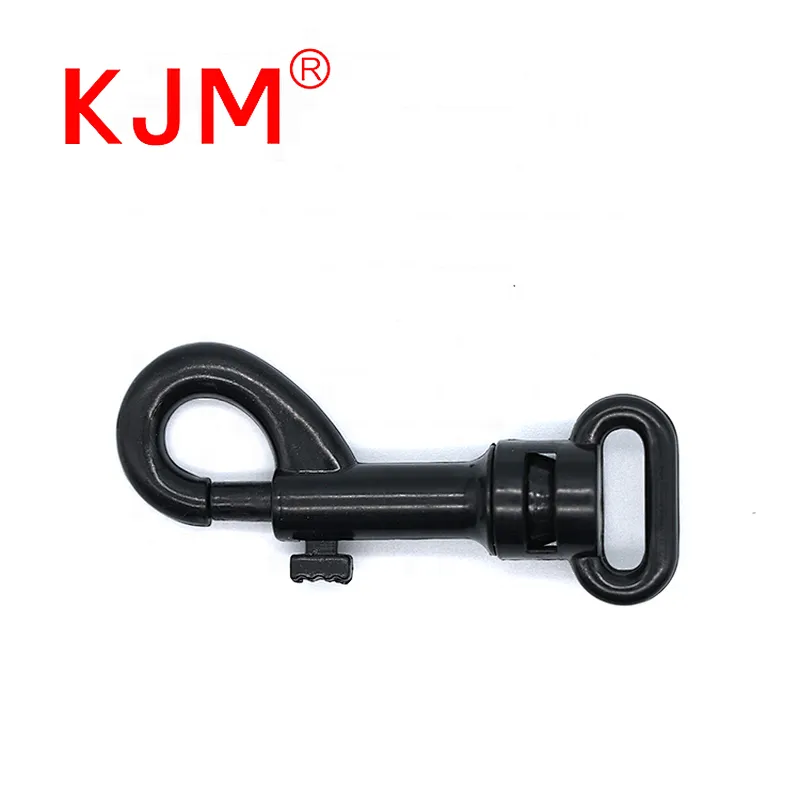 KJM OEM 15mm Black Small Plastic P Shape Swivel Snap Hook for Handbag or Key Chair