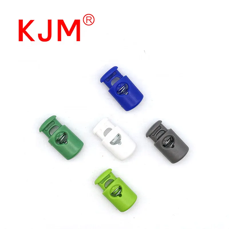KJM plastic drawstring cord end round flat cord lock for backpack