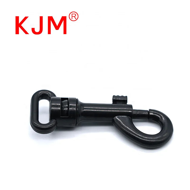 KJM OEM 15mm Black Small Plastic P Shape Swivel Snap Hook for Handbag or Key Chair