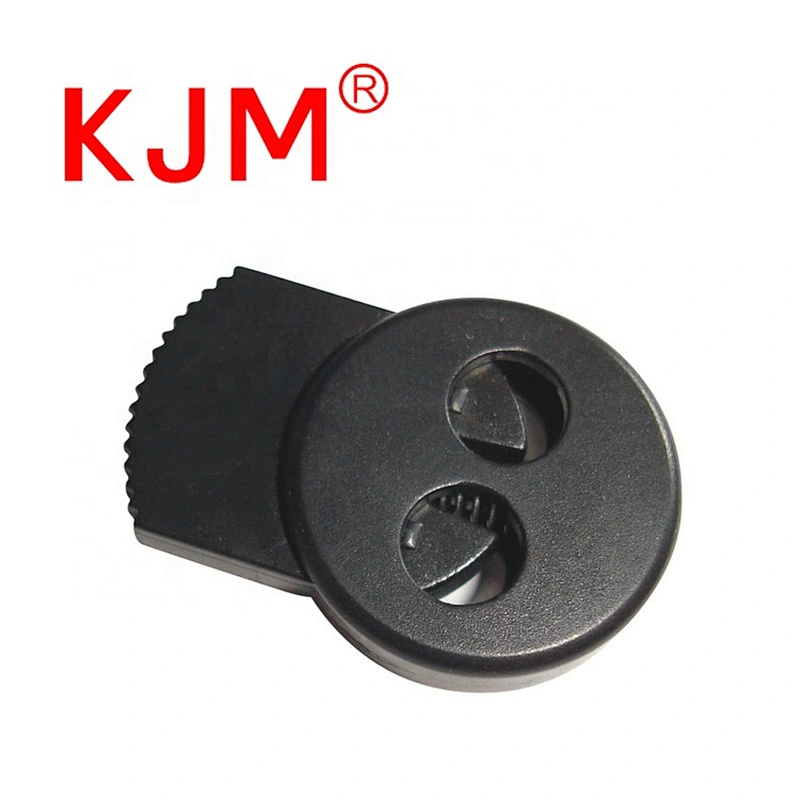 KJM plastic drawstring cord end round flat cord lock for backpack
