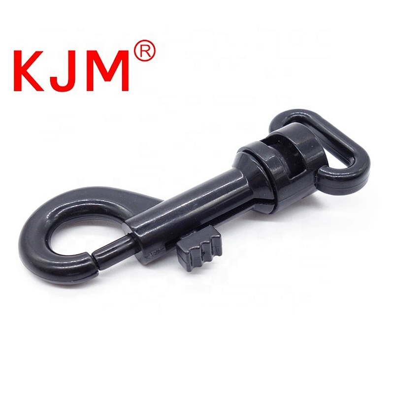 KJM OEM 15mm Black Small Plastic P Shape Swivel Snap Hook for Handbag or Key Chair