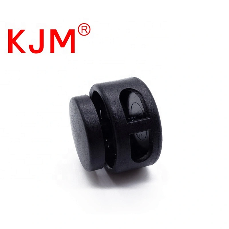 Plastic bag spring loaded cord lock house type