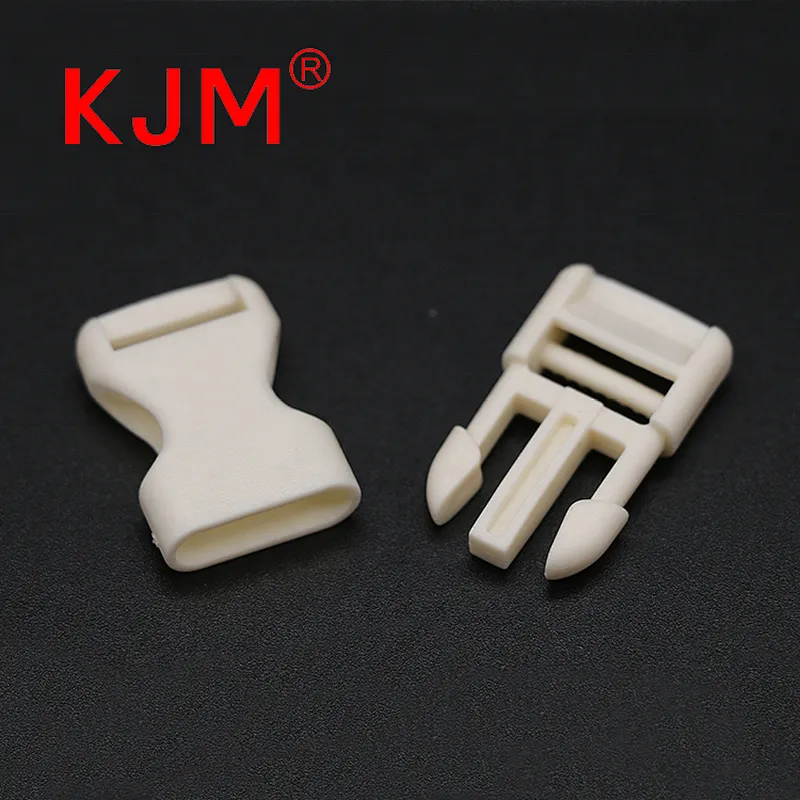 KJM White 12mm Plastic Quick Release Small Flat Buckle Clip for Bag