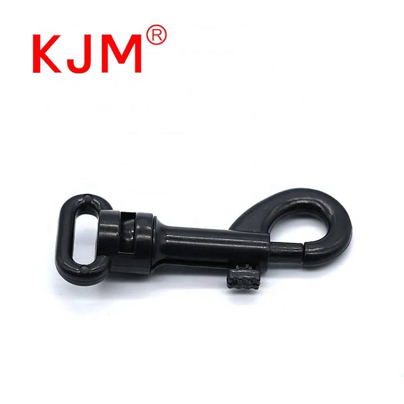 KJM OEM 15mm Black Small Plastic P Shape Swivel Snap Hook for Handbag or Key Chair