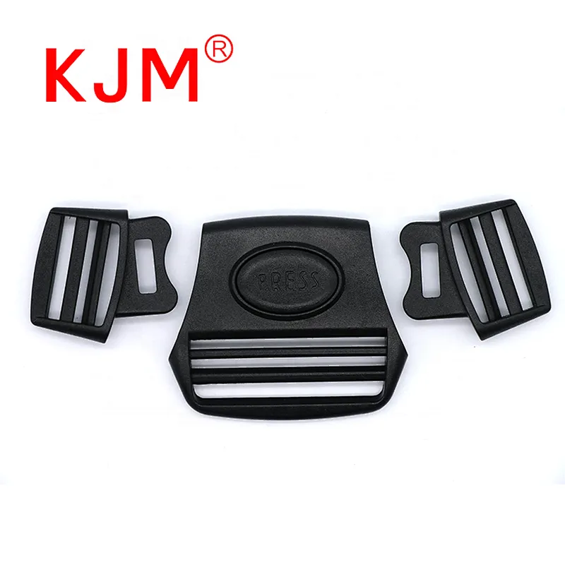 KJM Customized Logo 3 Way Adjustable Side Release Plastic Safety Buckle for Baby Carriage