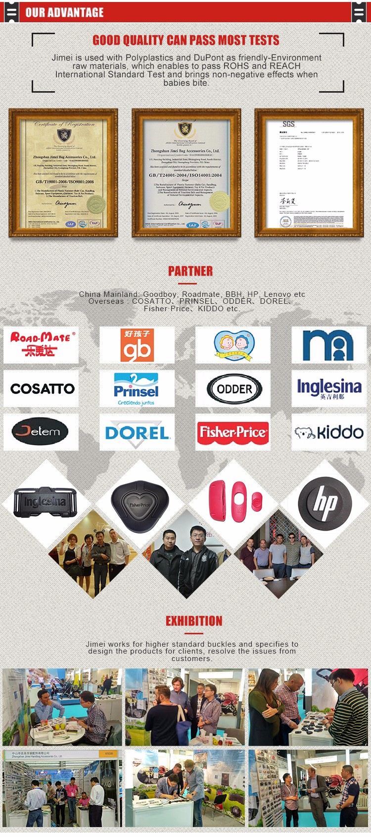 High plastic webbing non-slip slide tri-glide with teeth belt buckle for bag straps