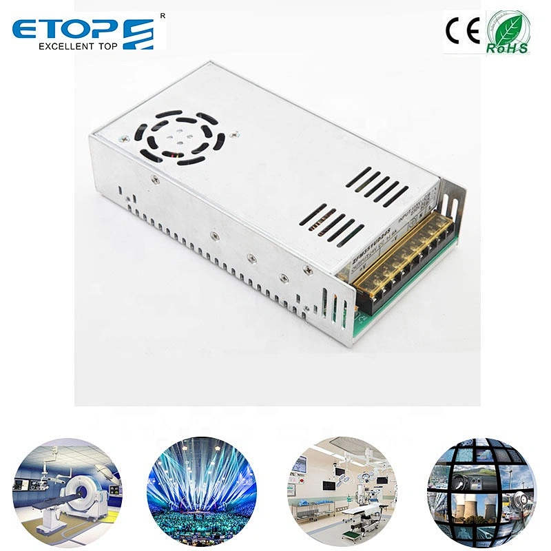 Fan cooling 12v 24v 36v 48v 52v  350w SMPS  industrial power supply IP20  for external use