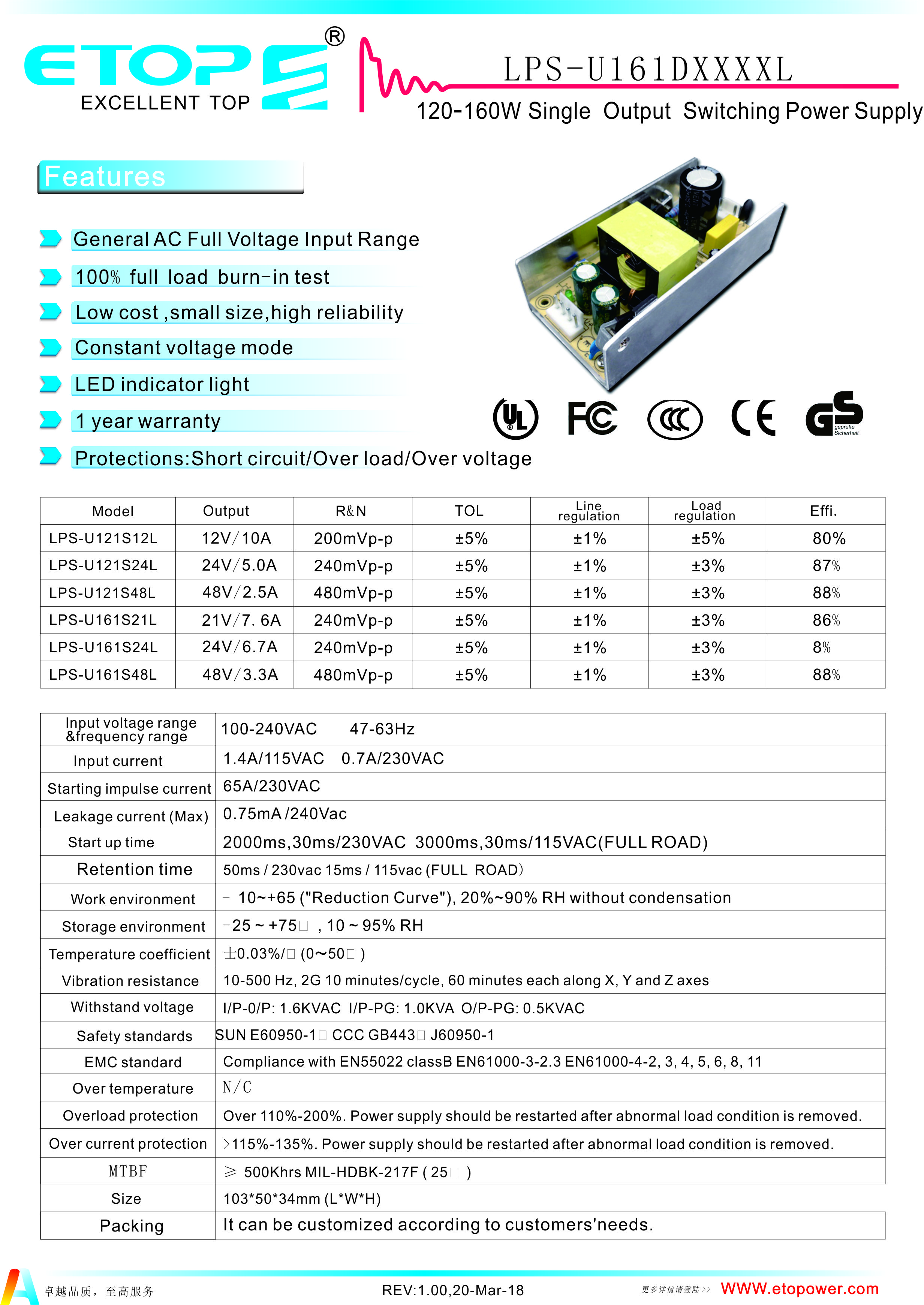 Manufacturers Wholesale AC DC Converter 160W 21V 24V 48V Single Group Output Base Plate Industrial Power Supply