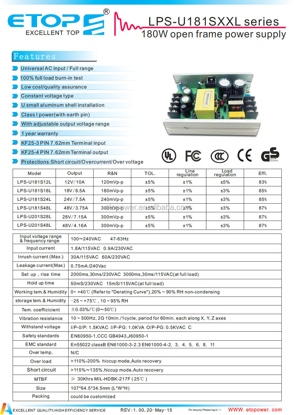 Hot Selling Universal Open Frame TV CCTV Power Supply 180W-200W 24V 48V SMPS PCD Board Switch Mode Power Supplies