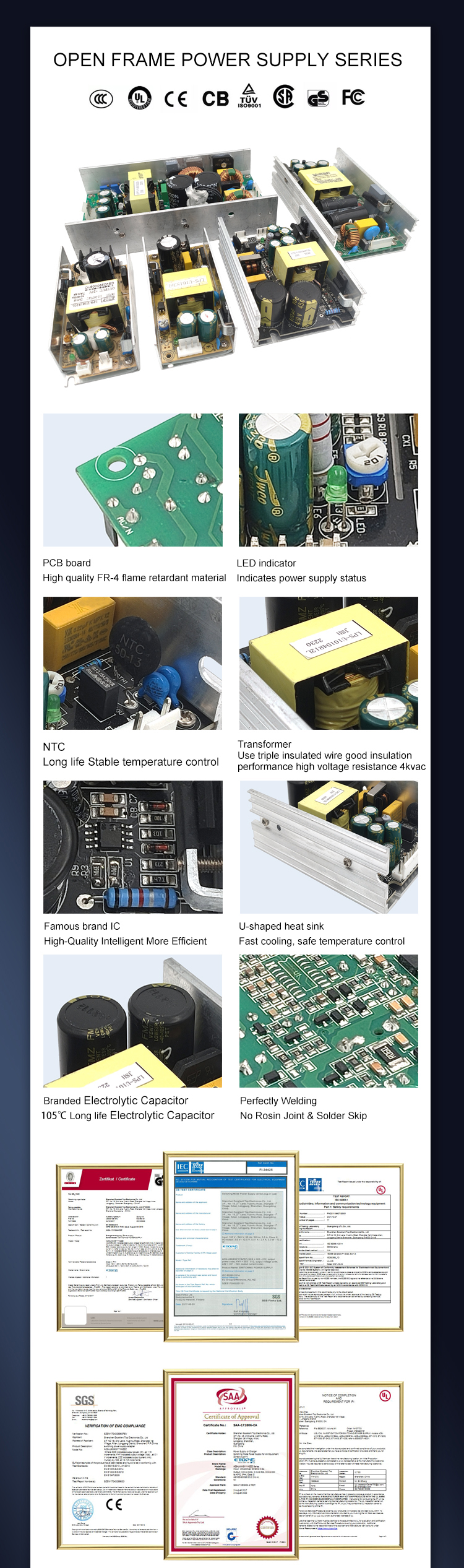 Factory Direct 60W Open Frame Power Supply AC DC Single Output 24V 2.5A Universal Led Driver Switching Power Supply