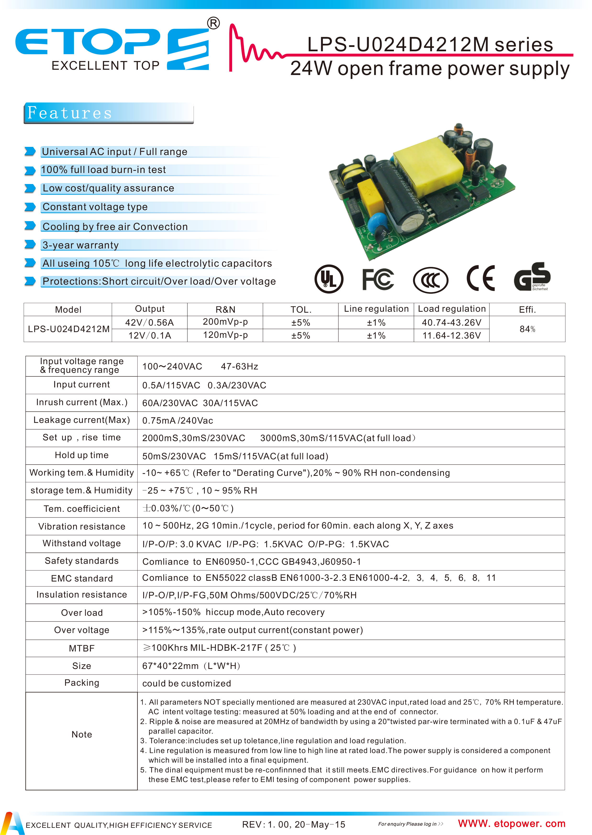 High Quality 24W Open Frame Power Supply Universal Power PCB Mounted AC DC Converter SMPS Circuit Board Power Supply Unit