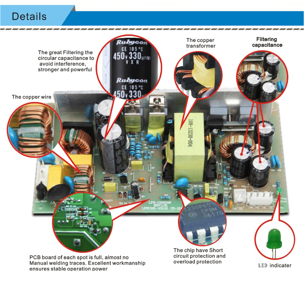 Open Frame 30W 12V Dual Output Audio Amplifier Power Supply Board