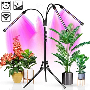 Adjustable 80W LED Four Head Dimmable Led Plant Floor Standing Grow Light with Tripod Stand