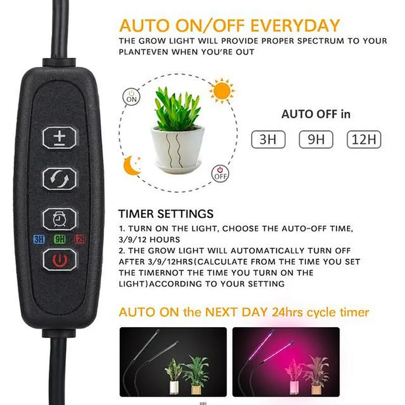 LED Grow Light Full Spectrum Flexible Clip Lamp  USB 18W 27W 36W Growing Lamp for Plants Seedling