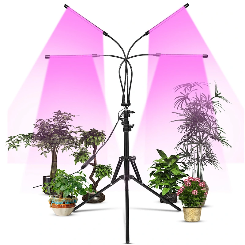Full Spectrum USB Timer Dimmable 80W 4 Head Flexible Clip Indoor LED Grow Lights