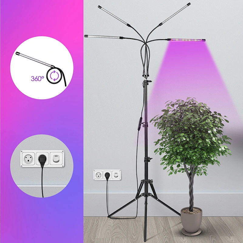 Full Spectrum USB Timer Dimmable 80W 4 Head Flexible Clip Indoor LED Grow Lights