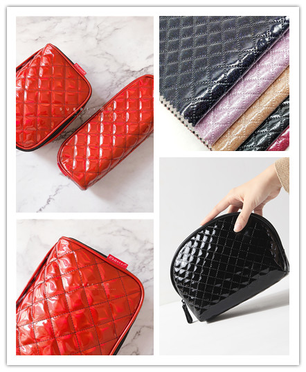 Shining Polyester Coating with Knitted Fabric ,Plaid Quilted Fabric for Bags.usage