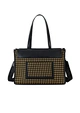 Canvas handbag with leather handles