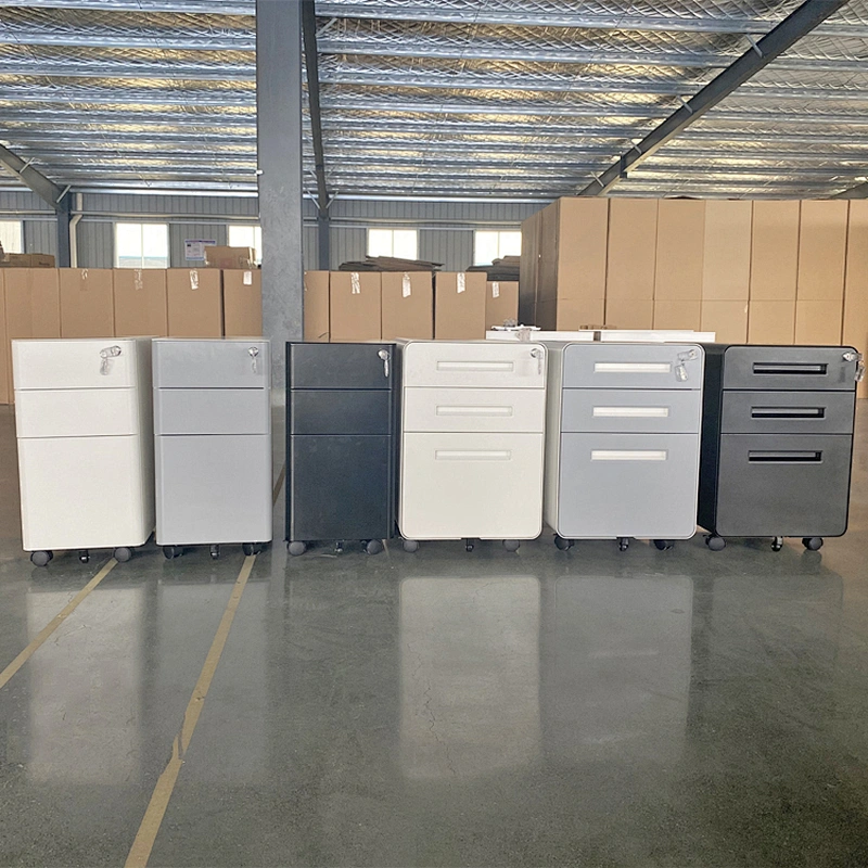 round edge modern office metal 3 drawer mobile cabinet pedestal