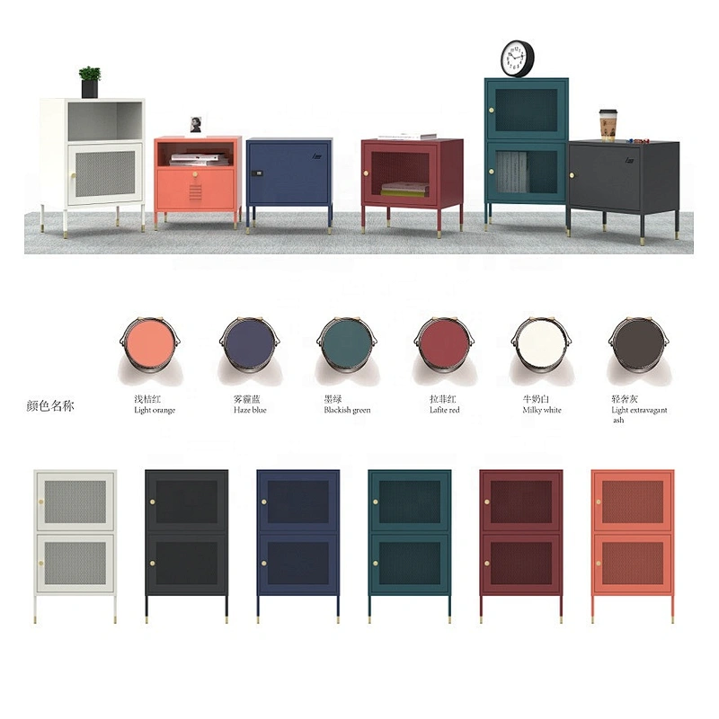 Wholesale modern design household 2 drawer storage cabinet nightstand table steel bedside cabinet