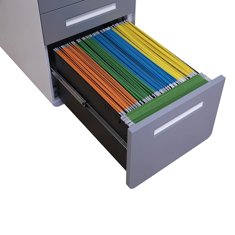 American popular office equipment round edge grey white color steel movable file cabinet