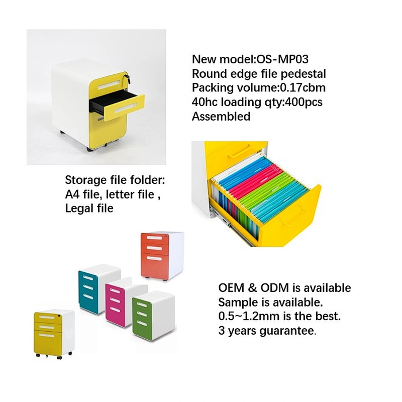 Luoyang Hot Sale Steel Office Furniture Drawer Mobile Pedestal Assembled Movable Steel Filing Cabinet