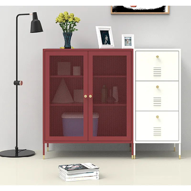 Mesh glass door kitchen use metal storage cabinet household metal storage cabinet