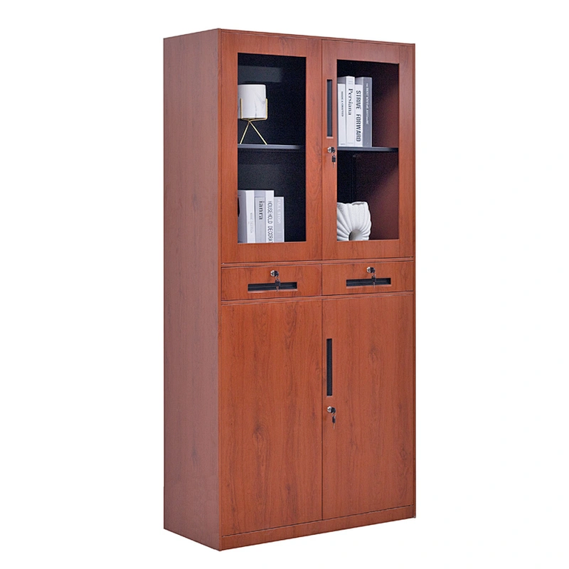 Modern office transfer cabinet with two drawers and glass doors
