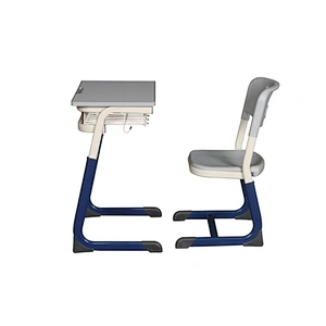 Modern Single Metal Wood Classroom Table For Kids Blue School Desk And Chair