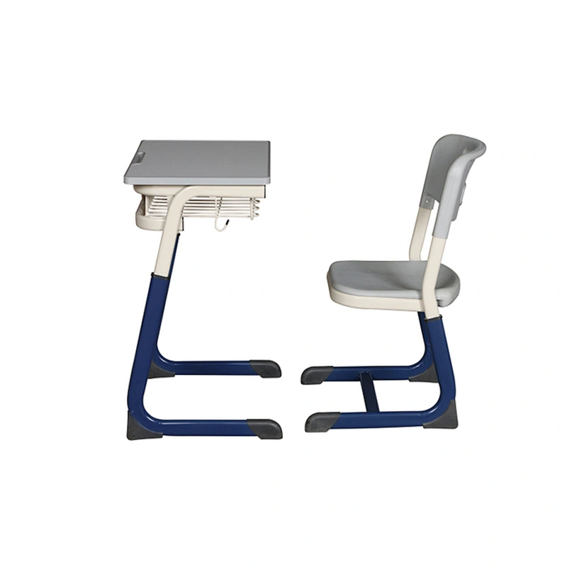 Modern Single Metal Wood Classroom Table For Kids Blue School Desk And Chair