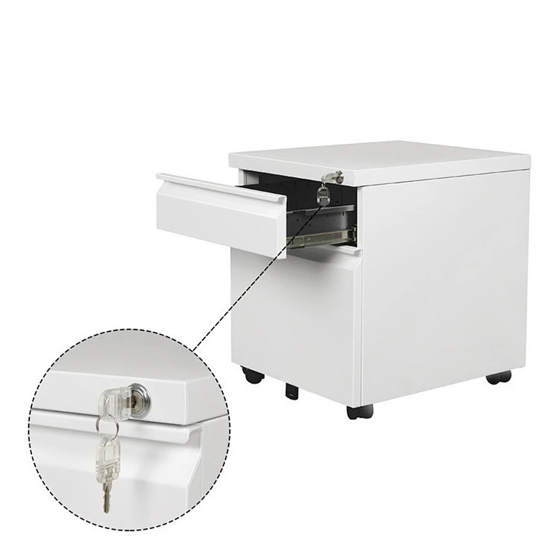 High quality mobile pedestal metal 2 drawers with castor file cabinet