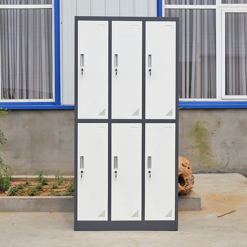 Fashionable and simple staff locker 6 doors steel bathroom gym school clothes storage locker