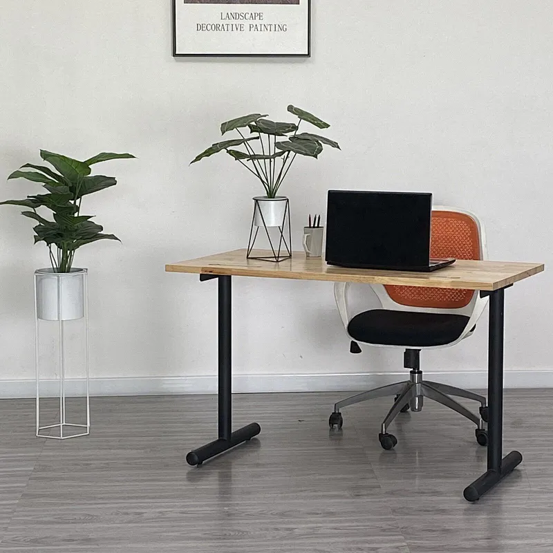 Simple Office Table Design Office OEM Available Oak Solid Wood Adjustable Height Table