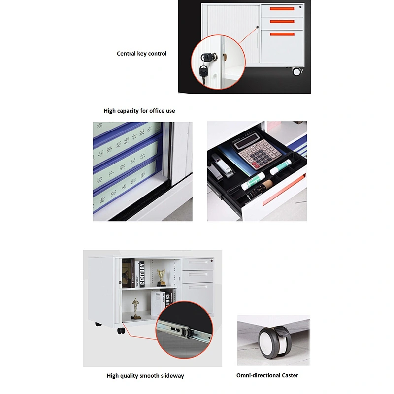 Tambour caddy mobile pdestal with tambour door pedestal