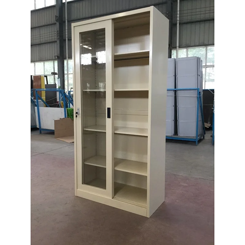 Exquisite Office Filing Cabinet kitchen Bathroom Metal Bookcase Smooth Surface Sliding Glass Door Display Cabinet