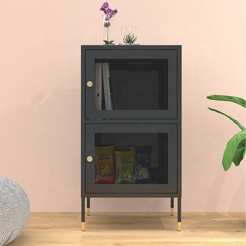 Wholesale modern design household 2 drawer storage cabinet nightstand table steel bedside cabinet