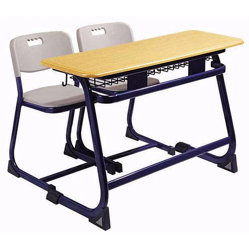 Wood school furniture sets American design double desk and chair primary student table