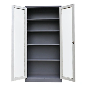 Modern design of swing glass door office file cabinet with lock