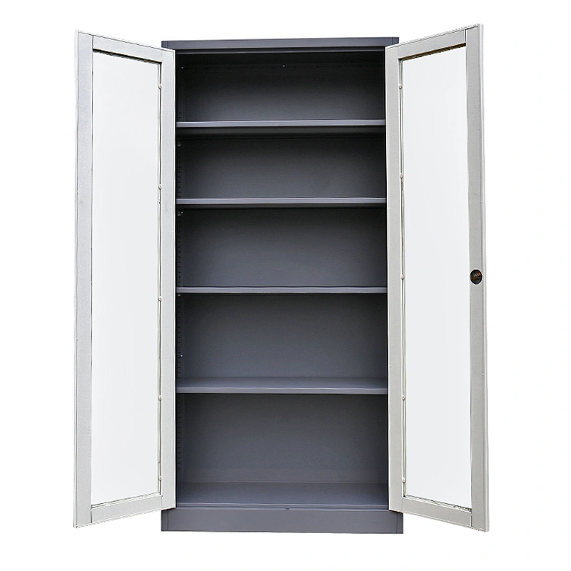 Modern design of swing glass door office file cabinet with lock