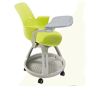 School foldable movable conference chairs stackable plastic training chair with writing pad