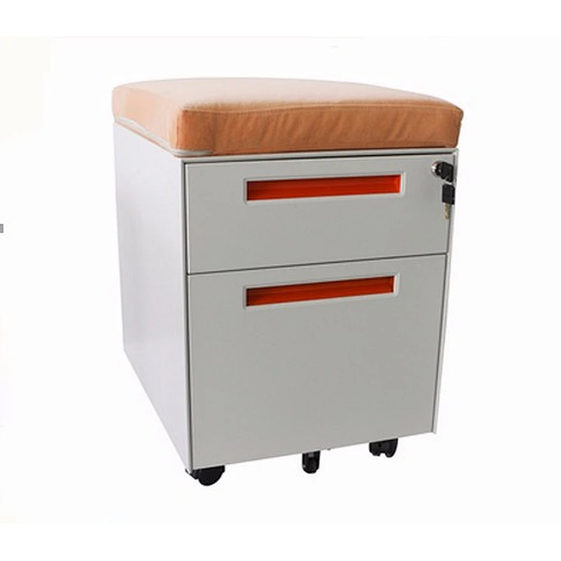 2 drawer filing cupboard durable steel mobile pedestal cabinet with universal wheel office furniture cushion on top