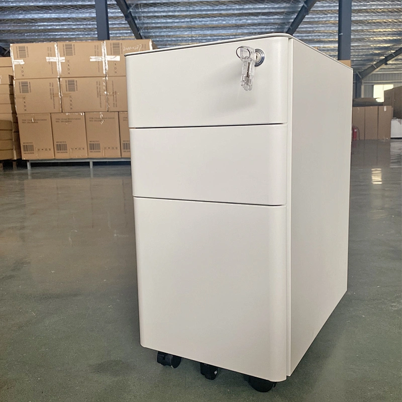 round edge modern office metal 3 drawer mobile cabinet pedestal