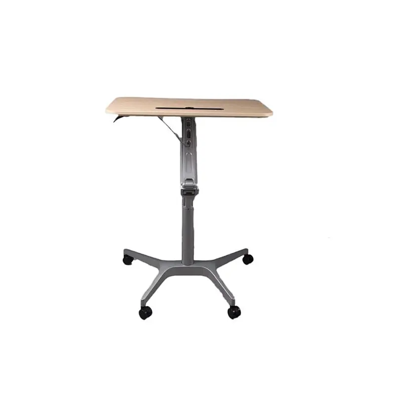 Height Adjustable Rolling Sit Stand Workstation with Casters with Gas Spring Lift Mechanism