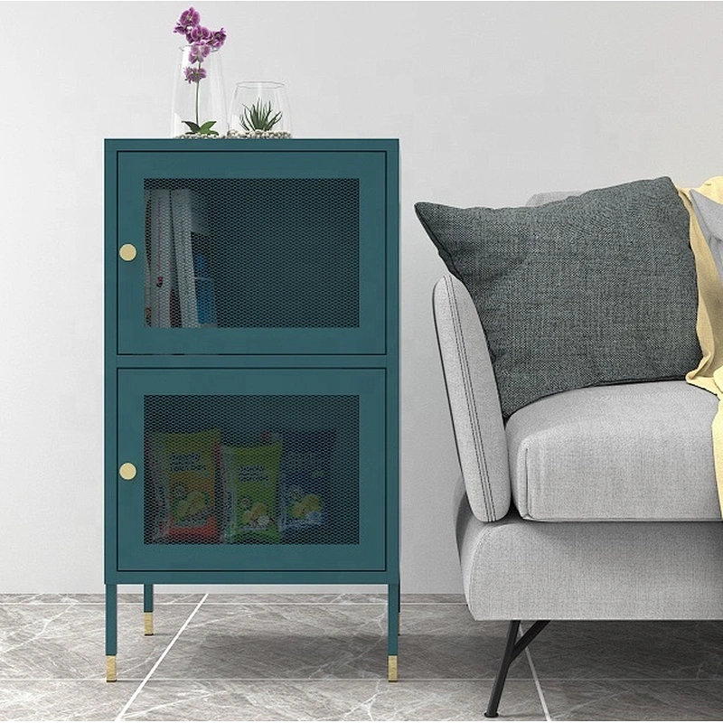 Wholesale modern design household 2 drawer storage cabinet nightstand table steel bedside cabinet