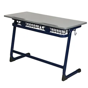 Wood school furniture sets American design double desk and chair primary student table