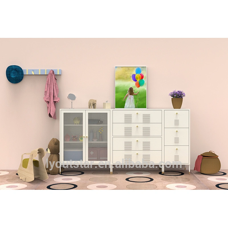 Mesh glass door kitchen use metal storage cabinet household metal storage cabinet